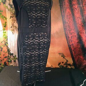 NWT: R & M Richards Sze 18W Black Sequin Lace Cocktail Formal Dress